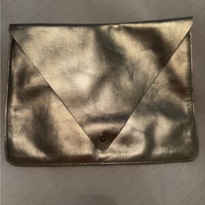 Minor History Metallic Gold Envelope Clutch